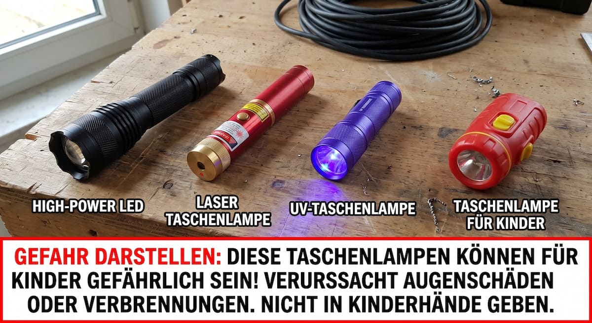 gefährliche Taschenlampen für Kinder