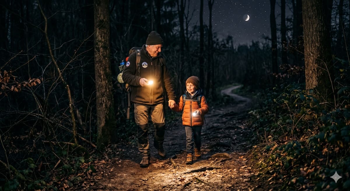Nachtwanderung mit Opa und Enkel